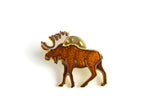 Gold & Brown Enamel Moose Brooch Tie Pin by Eagle River Designs