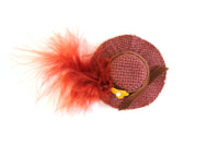 Vintage 1:12 Miniature Dollhouse Brown & Rust Wide Brim Hat with Large Feather Accent