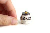 Vintage 1:12 Miniature Dollhouse White & Brown Porcelain Cookie Jar
