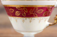 Vintage Pink, Gold & White Iridescent Striped Teacup & Saucer Set