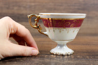 Vintage Pink, Gold & White Iridescent Striped Teacup & Saucer Set