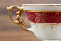 Vintage Pink, Gold & White Iridescent Striped Teacup & Saucer Set