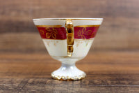 Vintage Pink, Gold & White Iridescent Striped Teacup & Saucer Set