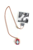 New Anthropologie "Candy Glyph Necklace" Pink Acrylic Rhinestone Pendant, Originally $38