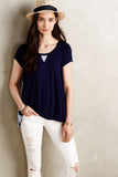 New Anthropologie Navy & Blue Dotted "Cavay Top" by Bordeaux, Size M, Originally $58