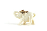 Vintage Beige Celluloid Elephant Figurine or Pendant