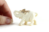 Vintage Beige Celluloid Elephant Figurine or Pendant