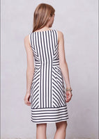Anthropologie Navy & White Stripe Lace "Chessia Dress" by Maeve, Size 8, Originally $148