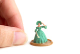 Vintage 1:12 Miniature Dollhouse Royal Doulton-Style Chrysnbon Figurine in Green Dress