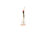 Vintage 1:12 Miniature Dollhouse Clear Vase with Pink Rosebud Stem & Dried Flowers