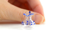 Vintage 1:12 Miniature Dollhouse Clear Glass & Blue Dot Pitcher
