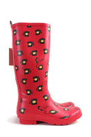 New Anthropologie "Colloquial Rain Boots" in Call Me, Red, Telephone Print, Size 9