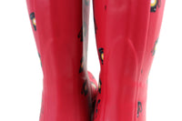 New Anthropologie "Colloquial Rain Boots" in Call Me, Red, Telephone Print, Size 9