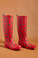 New Anthropologie "Colloquial Rain Boots" in Call Me, Red, Telephone Print, Size 9