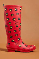 New Anthropologie "Colloquial Rain Boots" in Call Me, Red, Telephone Print, Size 9