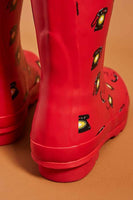 New Anthropologie "Colloquial Rain Boots" in Call Me, Red, Telephone Print, Size 9