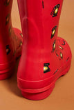 New Anthropologie "Colloquial Rain Boots" in Call Me, Red, Telephone Print, Size 9