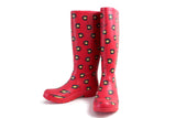 New Anthropologie "Colloquial Rain Boots" in Call Me, Red, Telephone Print, Size 9