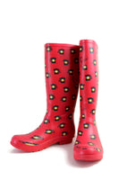 New Anthropologie "Colloquial Rain Boots" in Call Me, Red, Telephone Print, Size 9