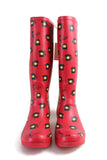 New Anthropologie "Colloquial Rain Boots" in Call Me, Red, Telephone Print, Size 9