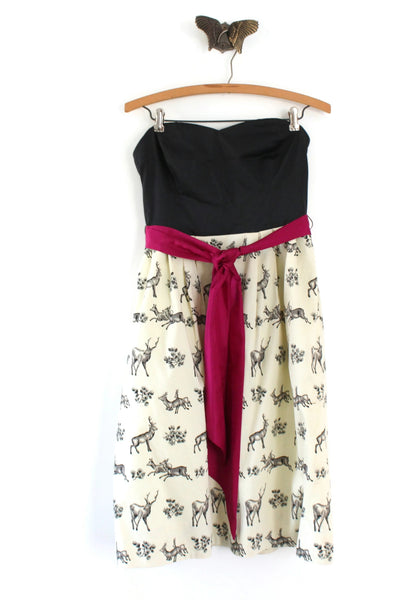 Anthropologie Black & Cream Deer Print "Conifer Herd Dress" by Postmar The Mustard Dandelion Anthropologie Black & Cream Deer Print "Conifer Herd Dress" by Postmar The Mustard Dandelion