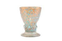 Vintage Rare Copper Glitter Glass & Textured Aqua Blue Dot Toothpick Holder