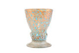 Vintage Rare Copper Glitter Glass & Textured Aqua Blue Dot Toothpick Holder