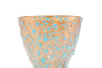 Vintage Rare Copper Glitter Glass & Textured Aqua Blue Dot Toothpick Holder