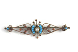 Vintage Turquoise Blue & Copper Bar Brooch Pin