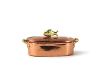 Vintage 1:12 Miniature Dollhouse Copper & Brass Fish Poacher Pot