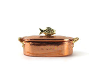 Vintage 1:12 Miniature Dollhouse Copper & Brass Fish Poacher Pot