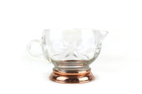 Vintage Coppercraft Guild Copper & Clear Etched Glass Creamer