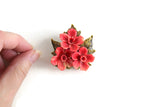 Vintage Coral Pink Celluloid Flower Bouquet Brooch
