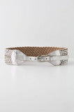 New Anthropologie Metallic Silver Woven Leather "Corliss Belt" by Bed Stu, Size S