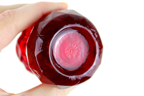 Vintage Cranberry Red Pressed Glass Toothpick Holder by