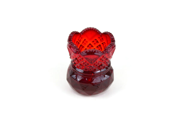 Vintage Cranberry Red Pressed Glass Toothpick Holder by Westmoreland