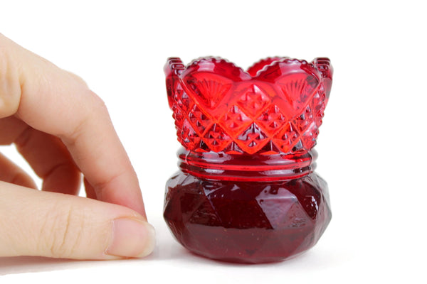 Vintage Cranberry Red Pressed Glass Toothpick Holder by