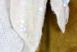 Vintage Cream & Iridescent Paillette Sequin Bolero Cardigan