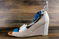 Anthropologie Blue & White "Cristo Tied Wedges" by Schuler & Sons, Size 9, Originally $178