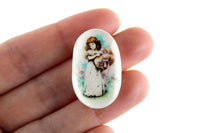 Vintage 1:12 Miniature Dollhouse Porcelain Portrait of a Girl Decorative Plate