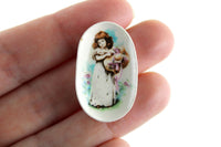 Vintage 1:12 Miniature Dollhouse Porcelain Portrait of a Girl Decorative Plate