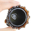 Vintage Degenhart Brown Root Beer Glass Forget-Me-Not Toothpick Holder