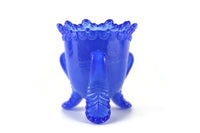 Vintage Degenhart Rare Cobalt Blue Slag Glass Forget-Me-Not Toothpick Holder