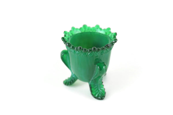 Vintage Degenhart Jade Green Glass Forget-Me-Not Toothpick Holder