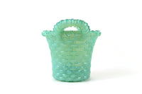 Vintage Degenhart Jade Mint Green Glass Basket Toothpick Holder