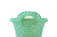 Vintage Degenhart Jade Mint Green Glass Basket Toothpick Holder