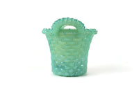 Vintage Degenhart Jade Mint Green Glass Basket Toothpick Holder