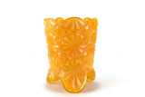 Vintage Degenhart Orange Slag Glass Daisy & Button Toothpick Holder