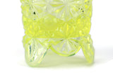 Vintage Degenhart Yellow Vaseline Glass Daisy & Button Toothpick Holder
