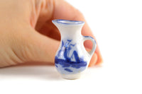 Vintage 1:12 Miniature Dollhouse White & Blue Delft Porcelain Pitcher